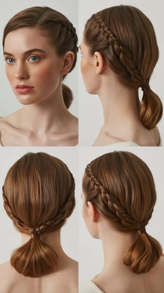 Side Part Braided Low Ponytail