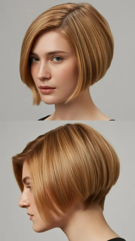 Short Angled Stacked Bob