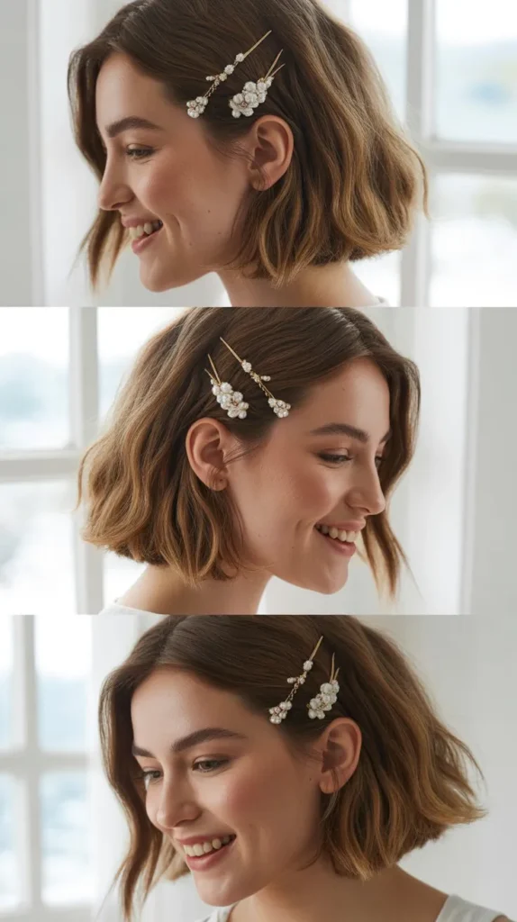 Tousled Bob with Hairpins