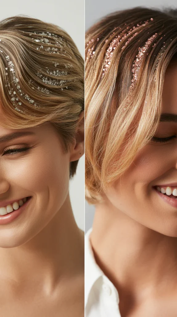 Short Hair with Glitter Accents