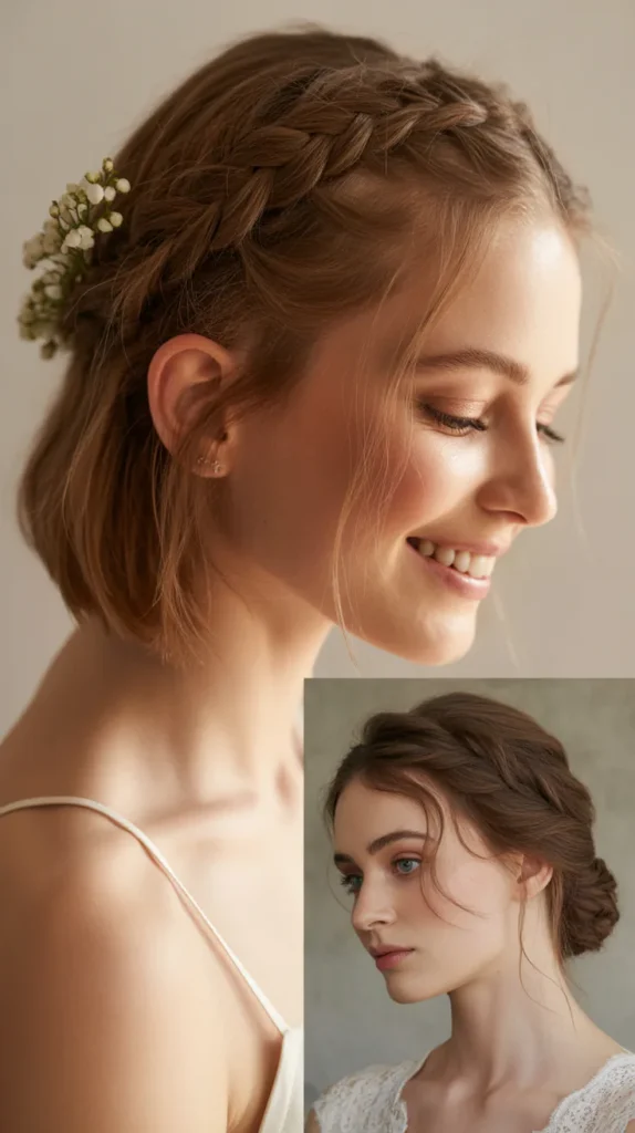 Half Braided Crown with Loose Waves