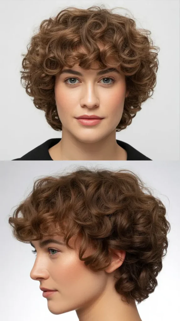 Curly Wedge with Side Bangs