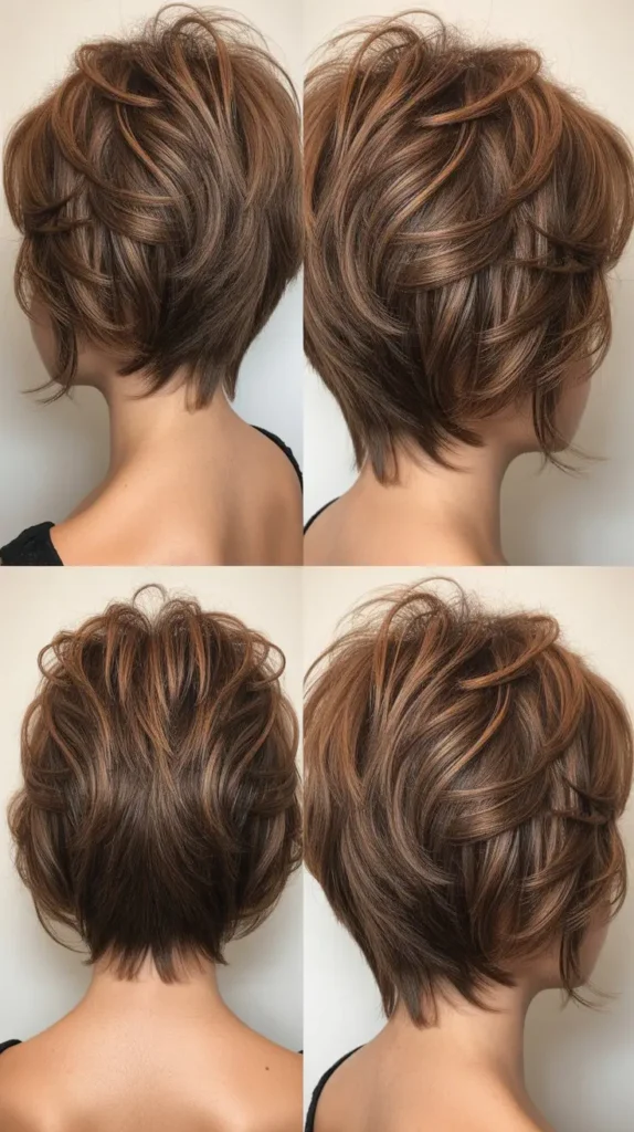 Textured Back View Stacked Bob