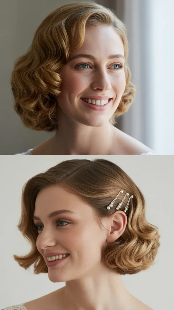 Curled Bob with Side Pin