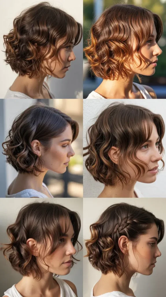Textured Wavy Bob with Caramel Highlights