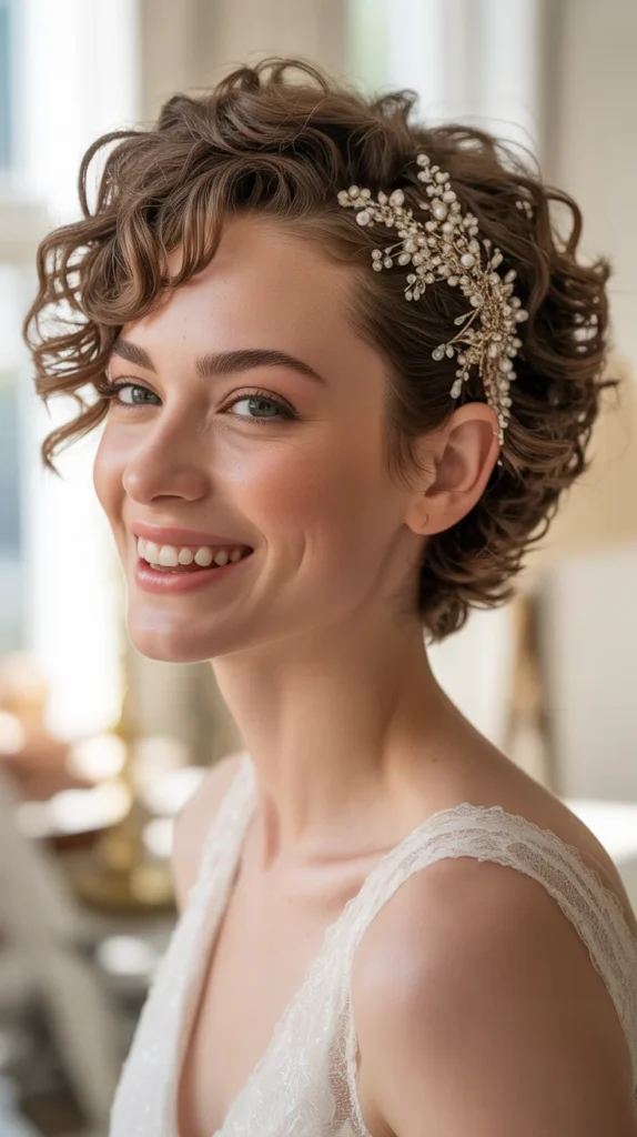 Curly Pixie with Sparkle Pins