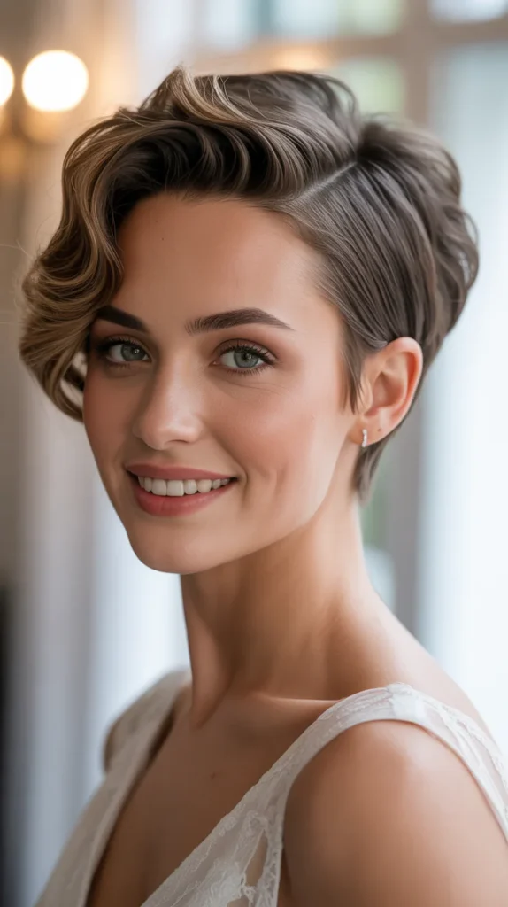 Pixie Cut with Side Part and Volume