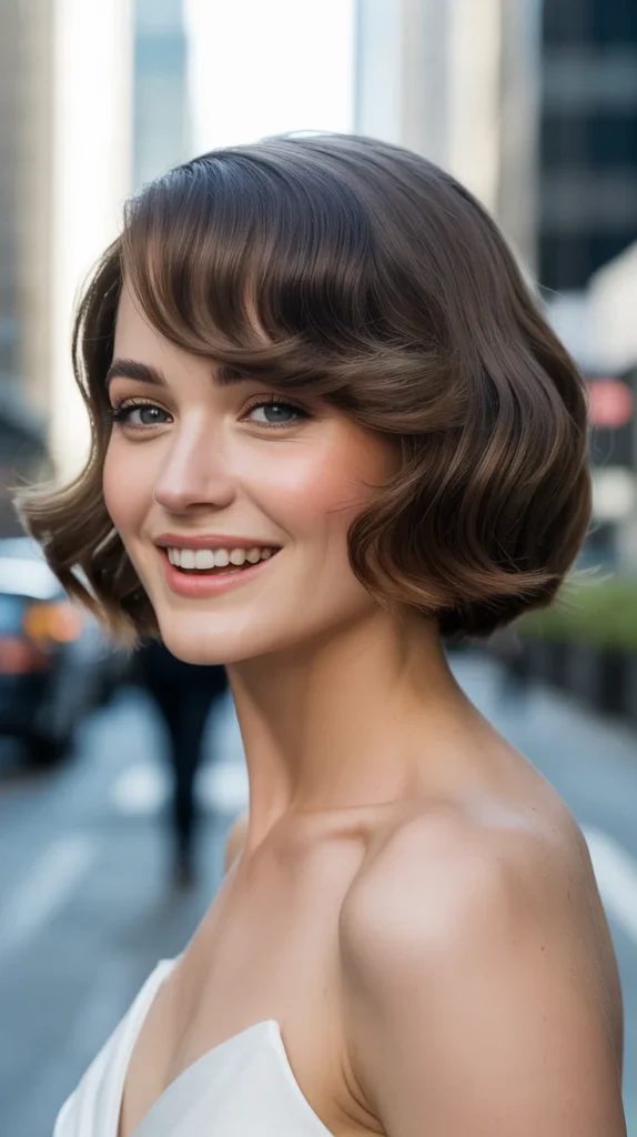 Glam Bob with Side Swept Bangs