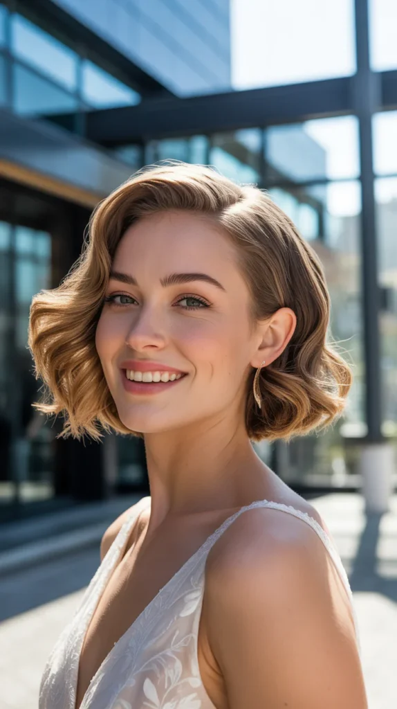Side Parted Wavy Bob