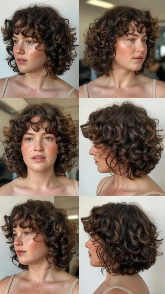 Curly French Bob with Deep Layers