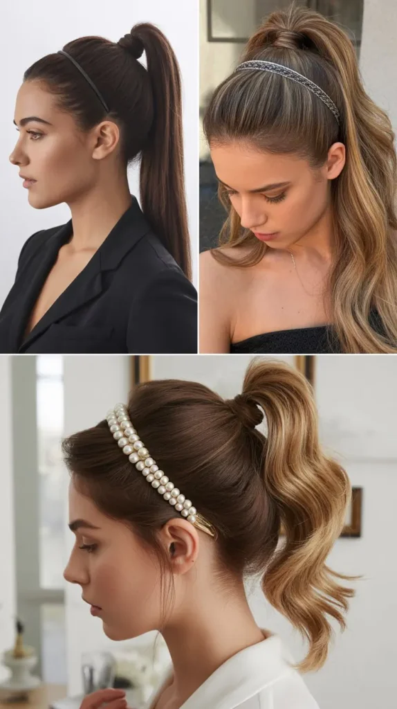 16. High Ponytail With Headband Base