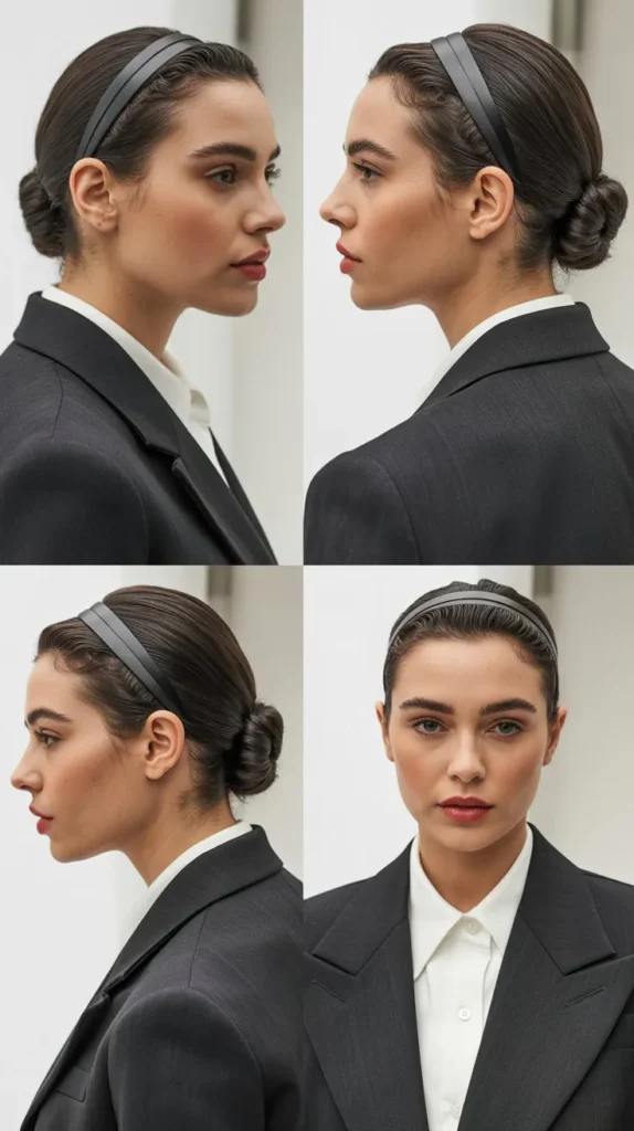 13. Slicked-Back Headband Look