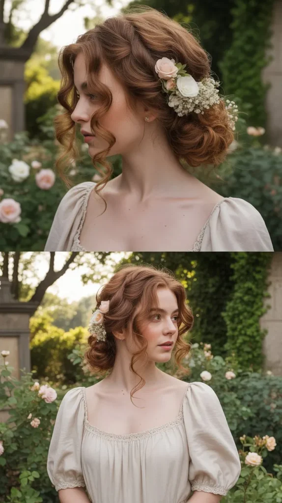 2. Soft Romantic Curls Half-Up Style