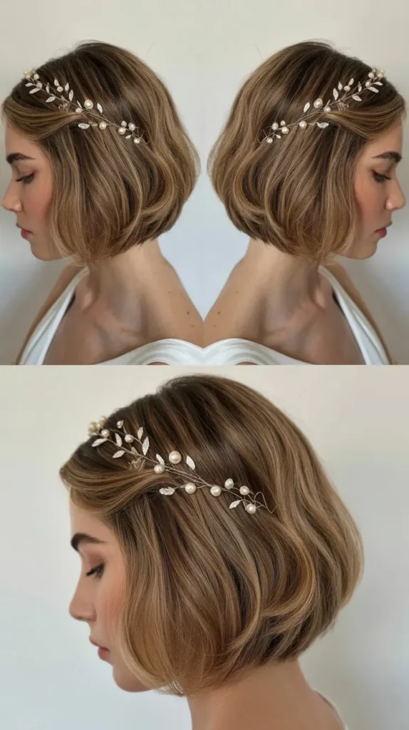 Layered Bob with Hair Vine