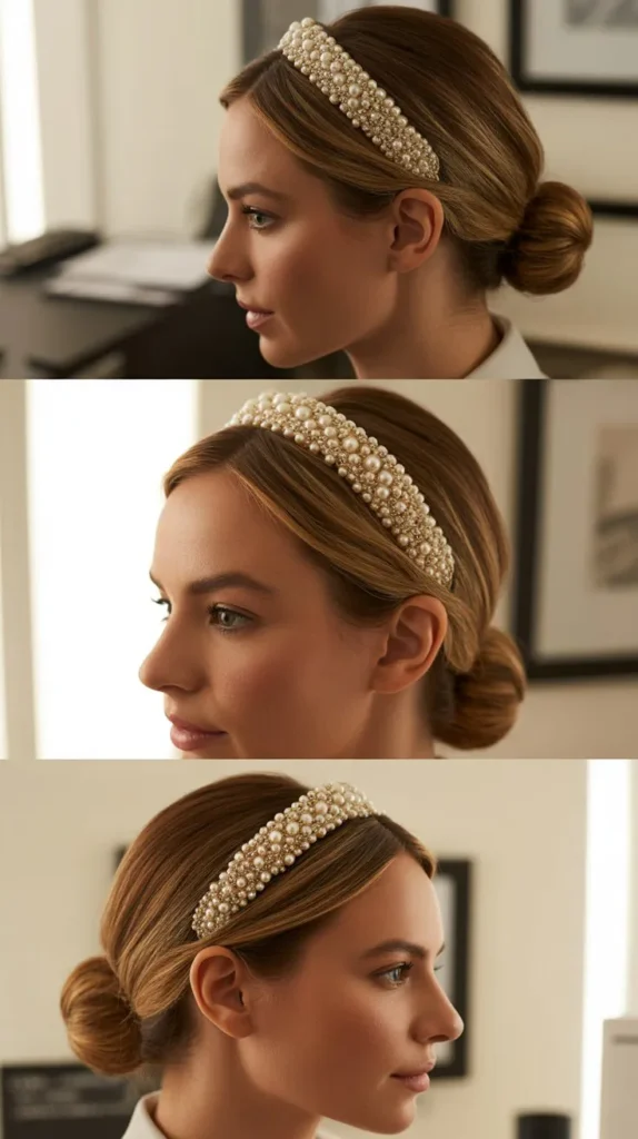 3. Low Bun With Embellished Headband