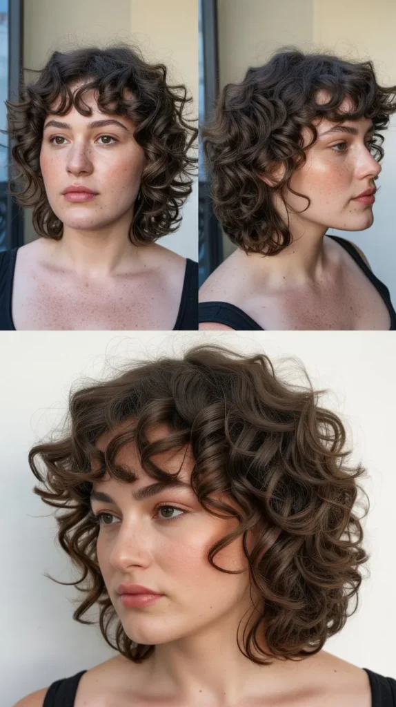 Curly French Bob with Side Volume