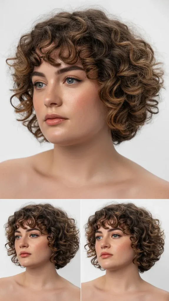 Curly French Bob with Subtle Layers