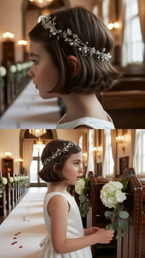 Short Hair with Sparkling Hair Vine