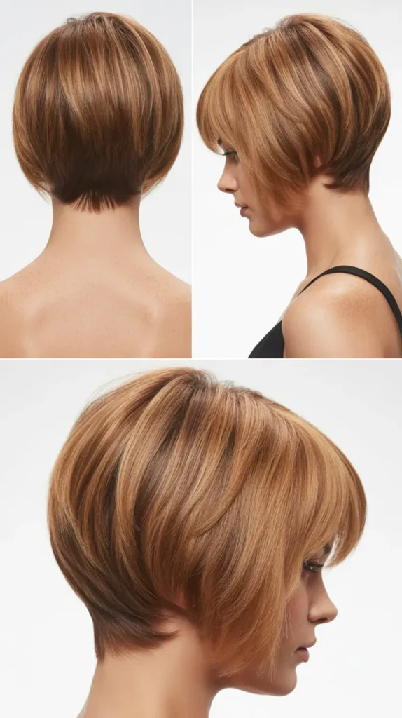  Feathered Back View Stacked Bob