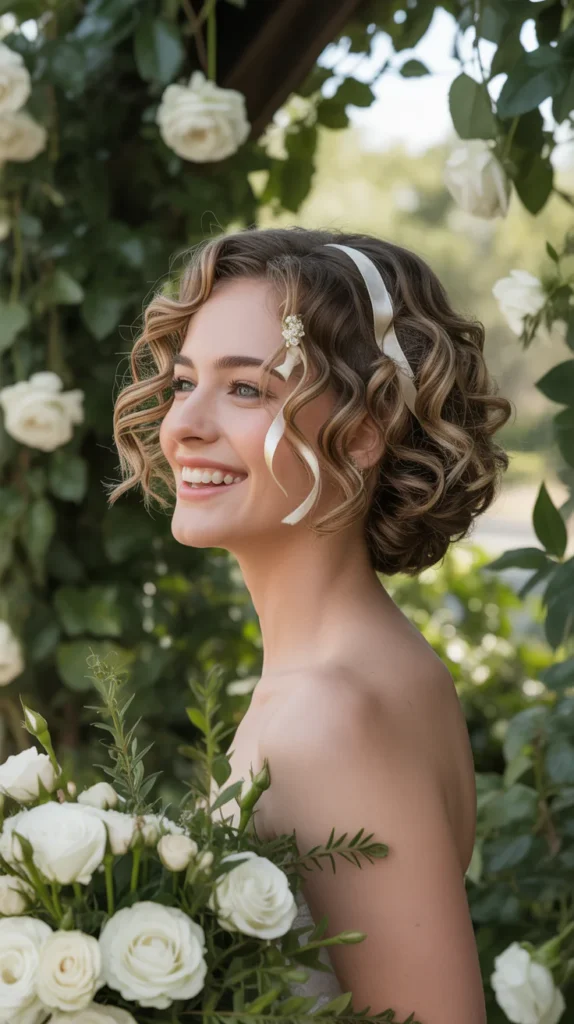 Curly Short Hair with Ribbon