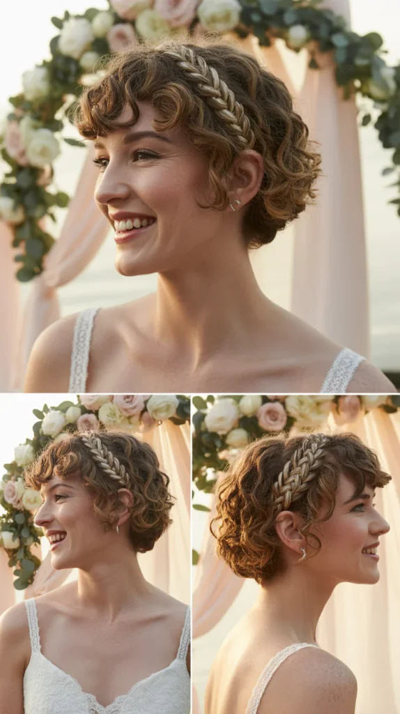 Curly Short Hair with Mini Braid Crown