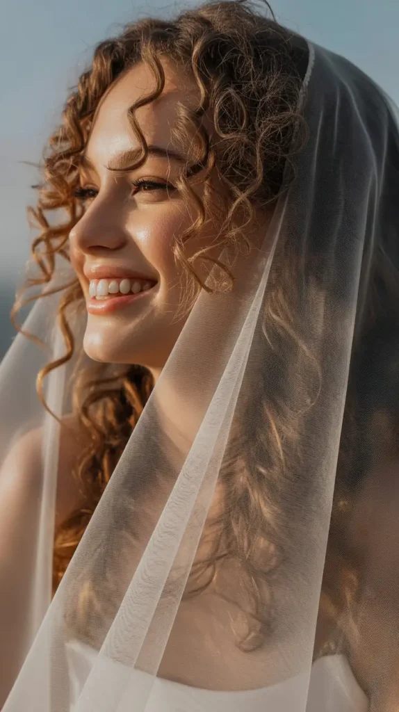 Romantic Curly Hair with Veil