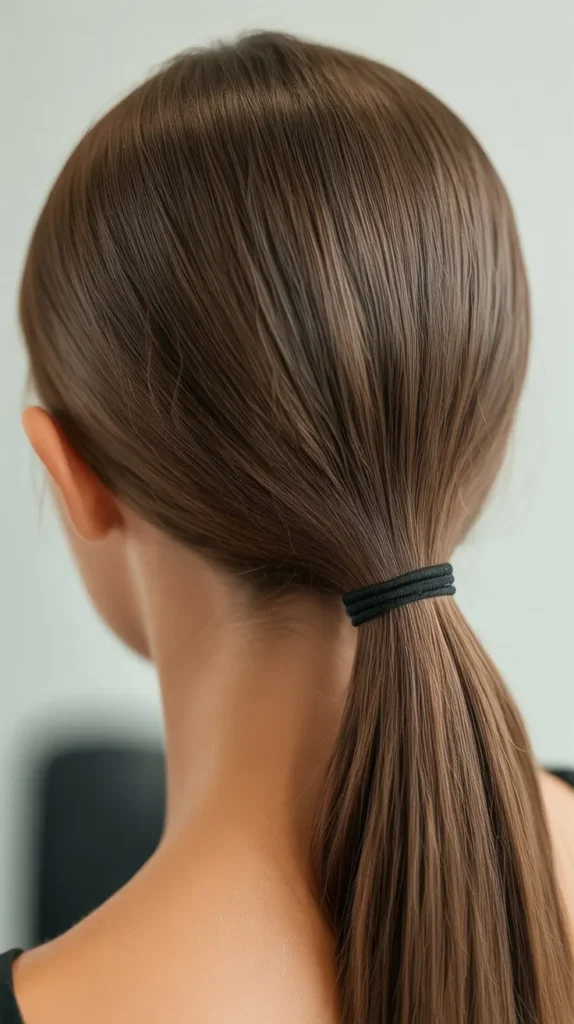 Straight Hair Low Ponytail