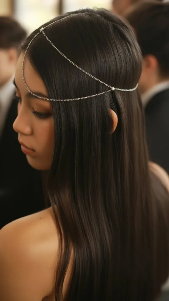 Straight Hair with Elegant Hair Chain