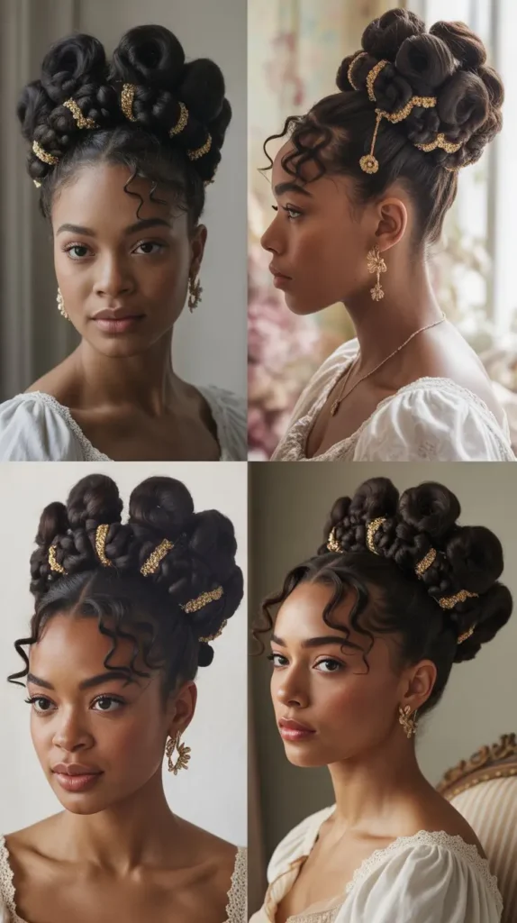 16. Braided Bantu Knots Updo