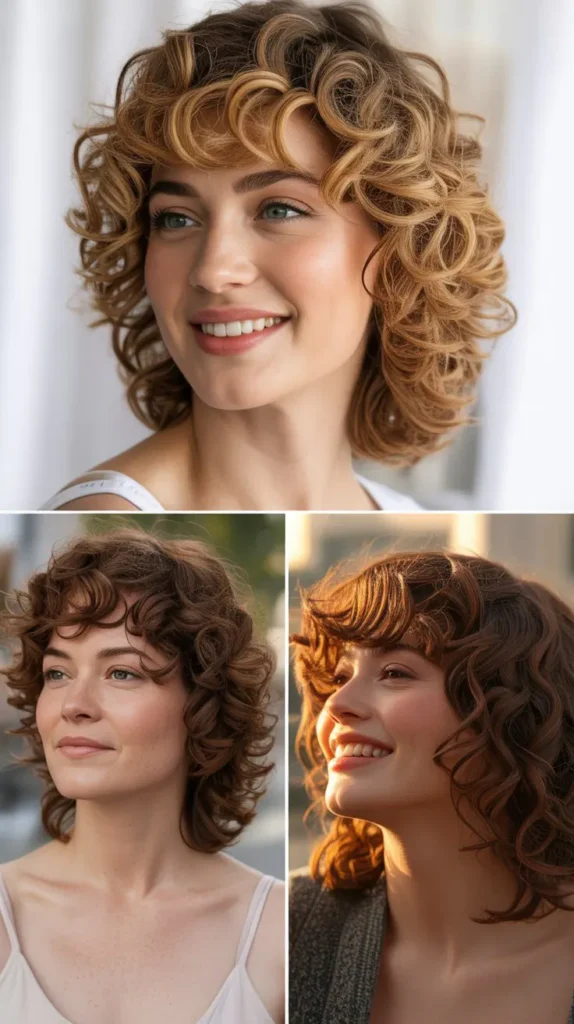 6. Curly Wedge with Face-Framing Layers