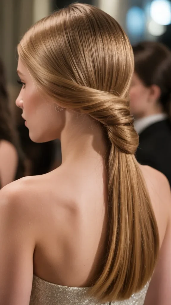 Straight Hair with Side Twist Ponytail