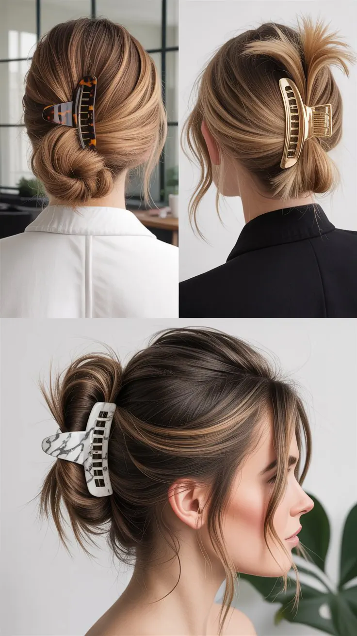 33 Claw Clip Dirty Hairstyles for Work Chic