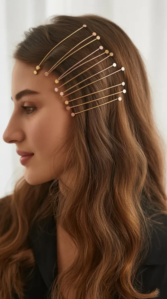 Pinned-Back Curtain Bangs Style