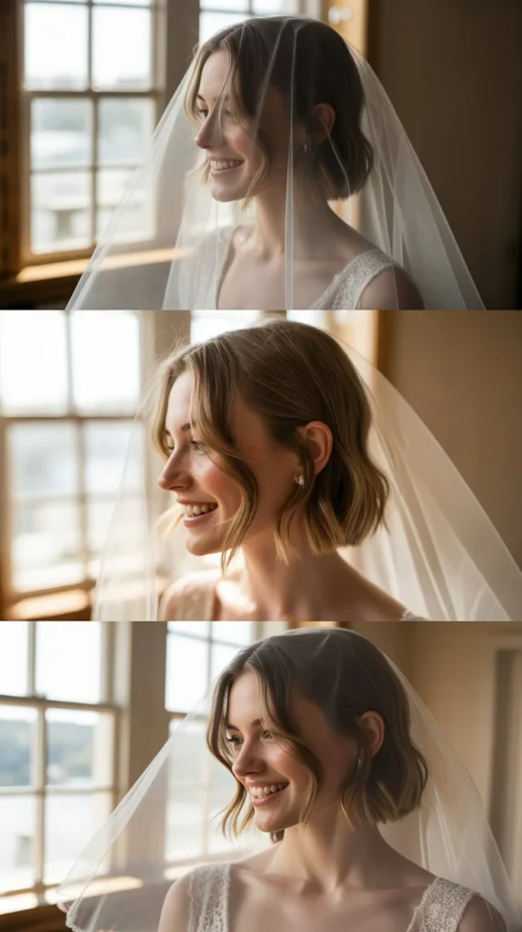 Tousled Bob with Veil Placement