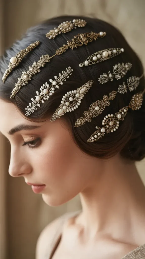  Vintage Hair Combs in Rows