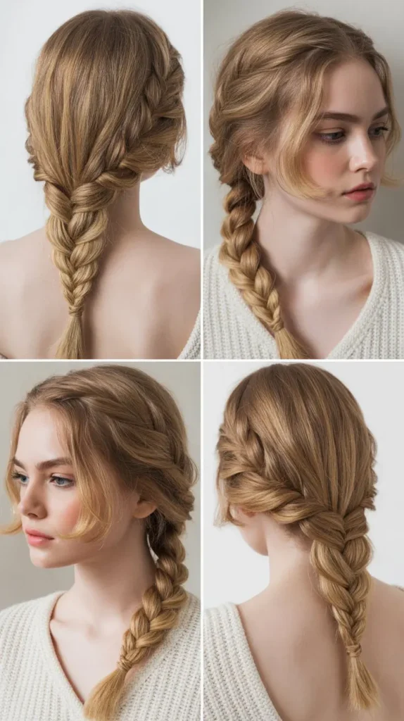 . Side Part Fishtail Braid