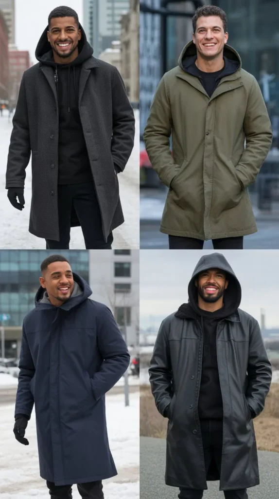  Layered Hoodie with Long Coat