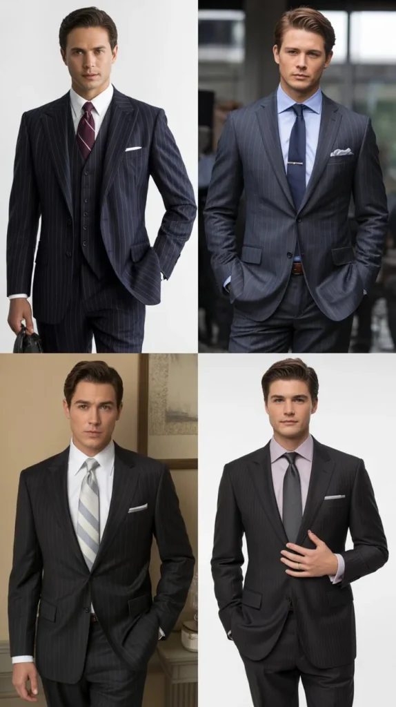 Pinstripe Black Suit
