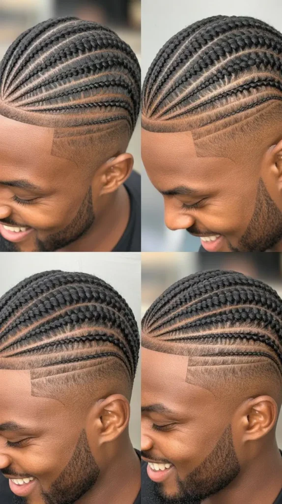  Cornrow Fade with Parting