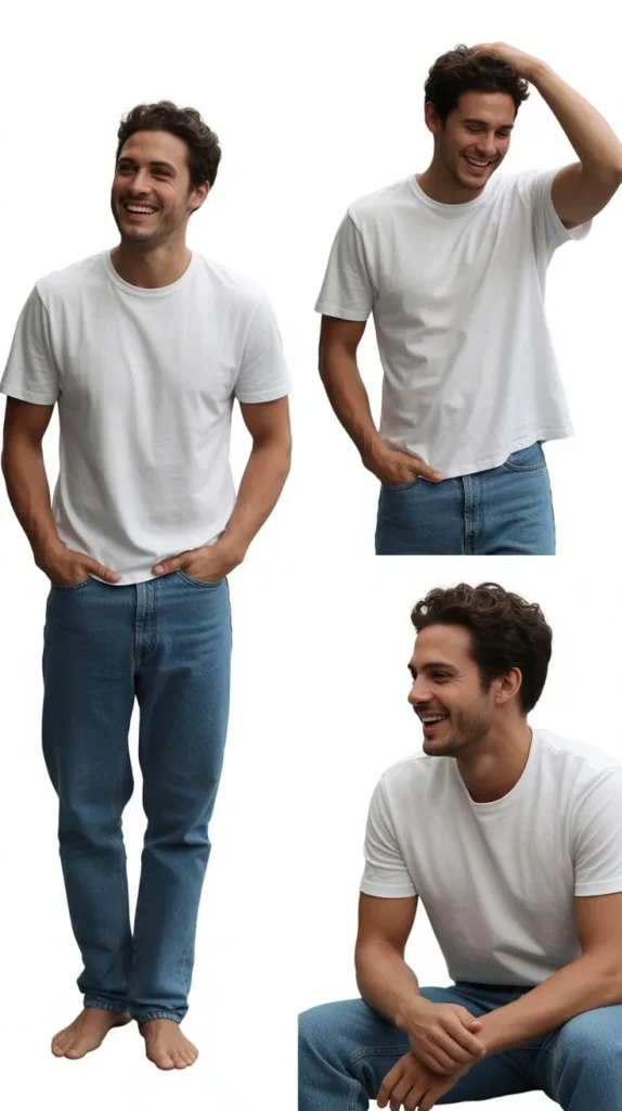 Classic White T-Shirt with Blue Jeans