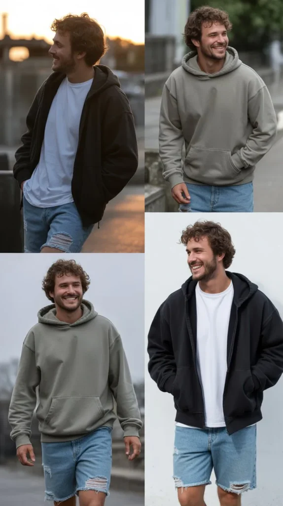  Hoodie with Denim Shorts