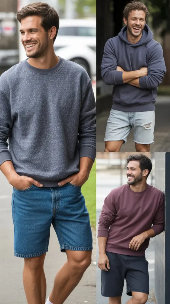 Sweatshirt with Denim Shorts