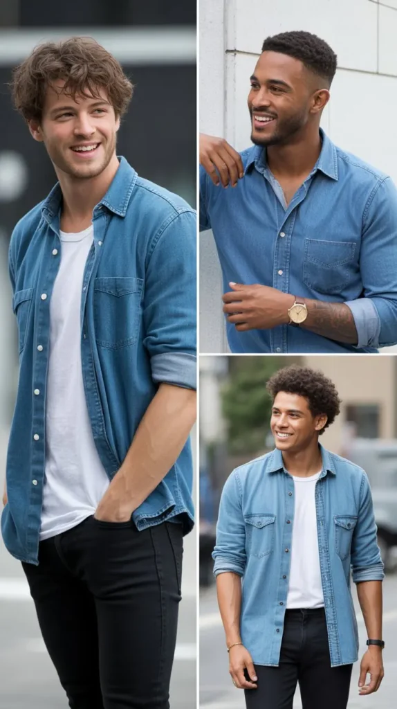  Denim Shirt with Black Jeans