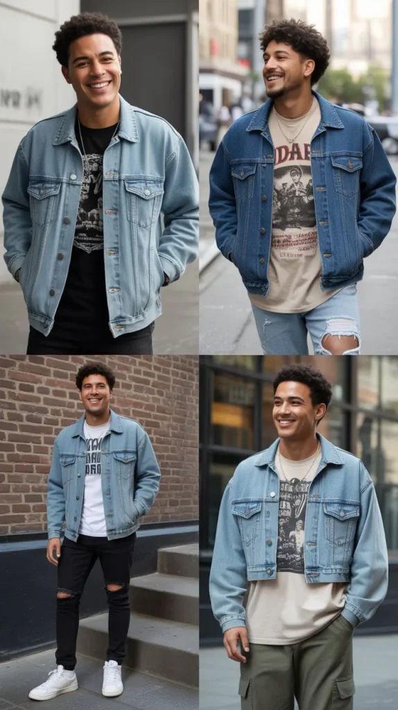 Denim Jacket with Graphic Tee