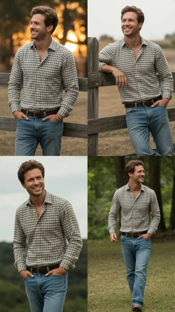 Checked Shirt with Denim