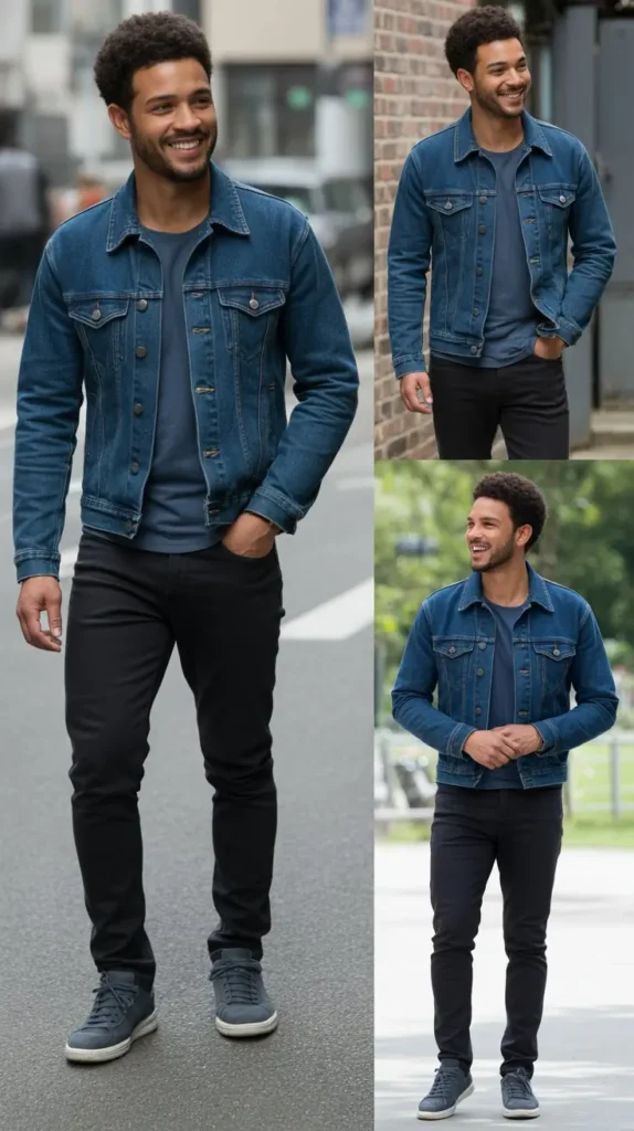 Denim Jacket with Black Jeans