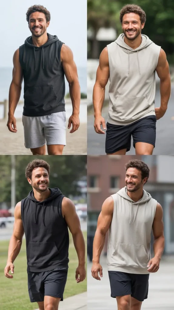 . Sleeveless Hoodie with Shorts