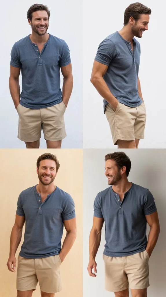 Henley Shirt with Cotton Shorts