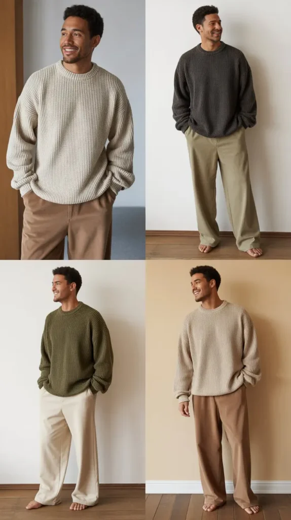  Knit Sweater with Wide-Leg Pants