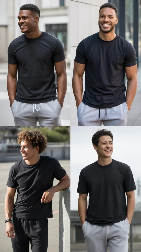 Black T-Shirt with Grey Joggers